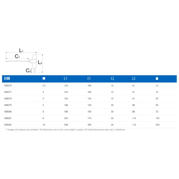 Шестигранний ключ UNIOR 193HXS - 8 mm - фото 1